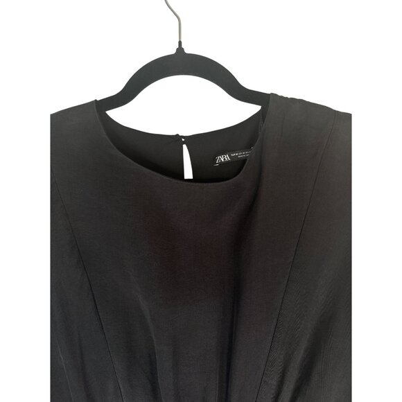 2/$30 ZARA Medium Black Loose-Fit Dress Elastic Waist Dolman Sleeves - Picture 5 of 14